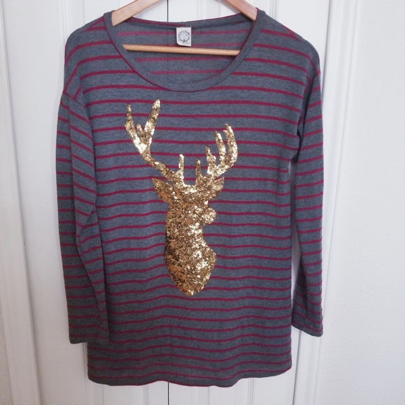 Holiday Sequin Reindeer Sweater - Picture 2 of 11